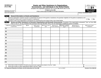Document preview: IRS Form 990 Schedule I Grants and Other Assistance to Organizations, Governments, and Individuals in the United States