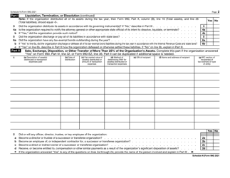 IRS Form 990 Schedule N Liquidation, Termination, Dissolution, or Significant Disposition of Assets, Page 2