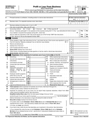 IRS Form 1040 Schedule C Profit or Loss From Business (Sole Proprietorship)