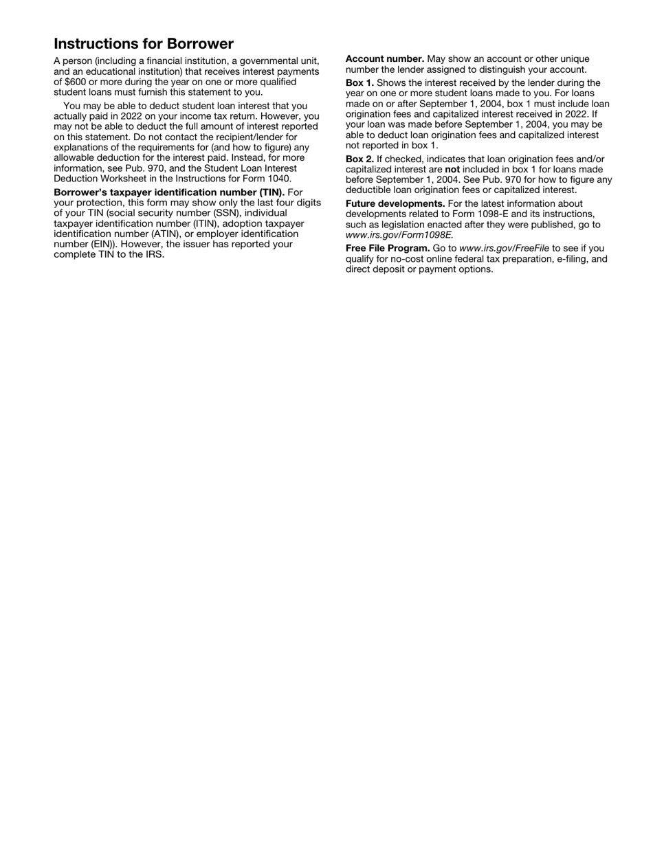 IRS Form 1098-E Student Loan Interest Statement, Page 4
