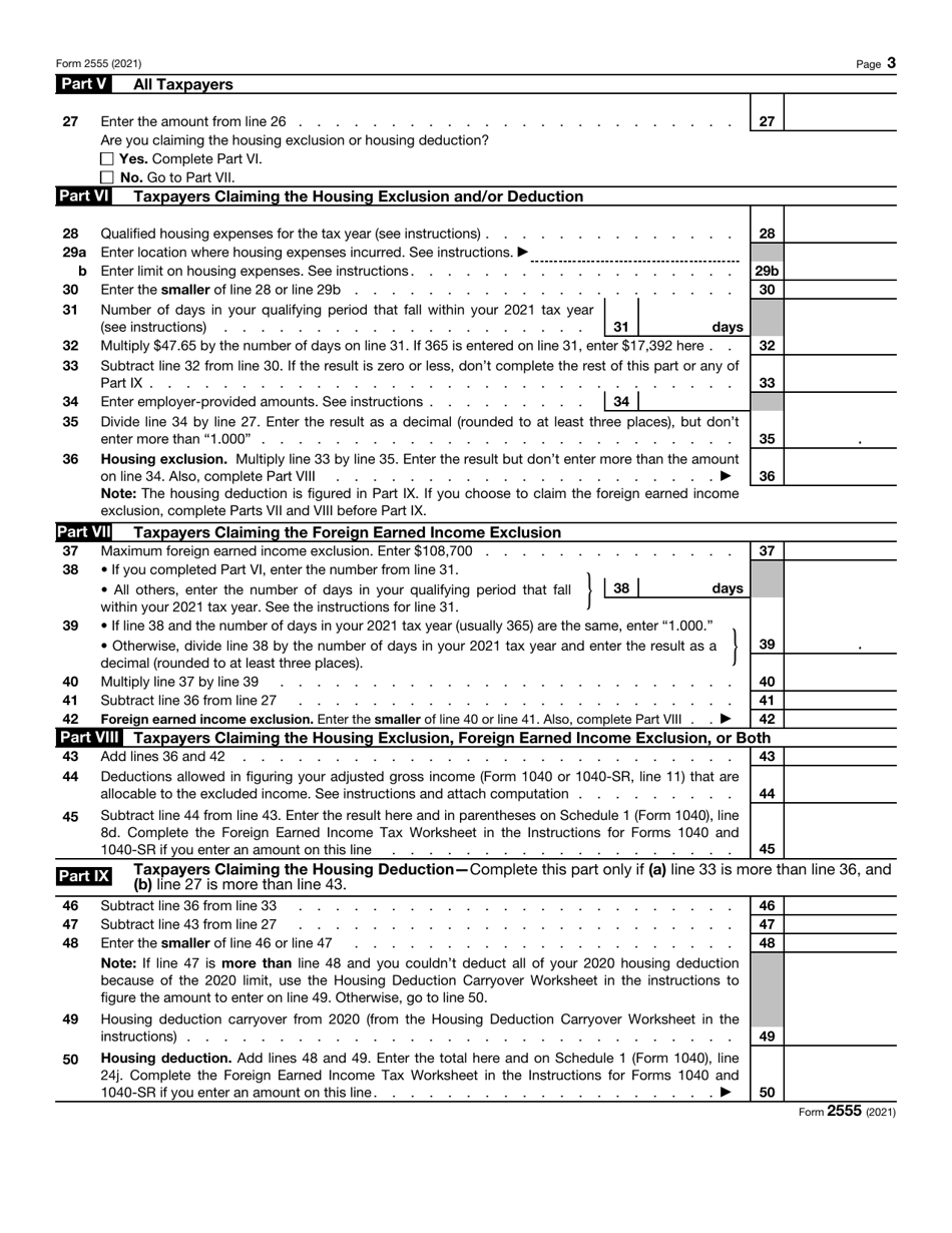 IRS Form 2555 Foreign Earned Income, Page 3
