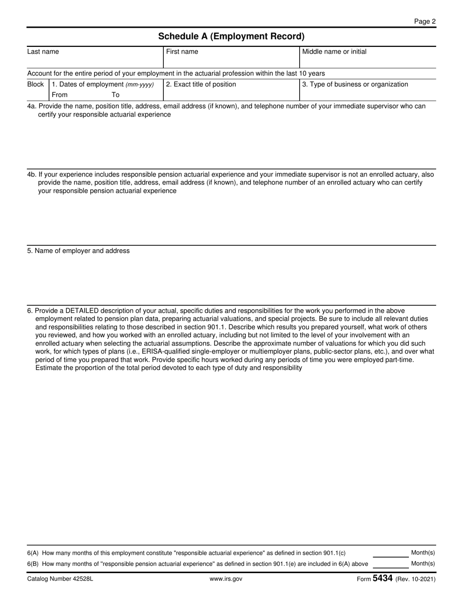 IRS Form 5434 Joint Board for the Enrollment of Actuaries - Application for Enrollment, Page 2