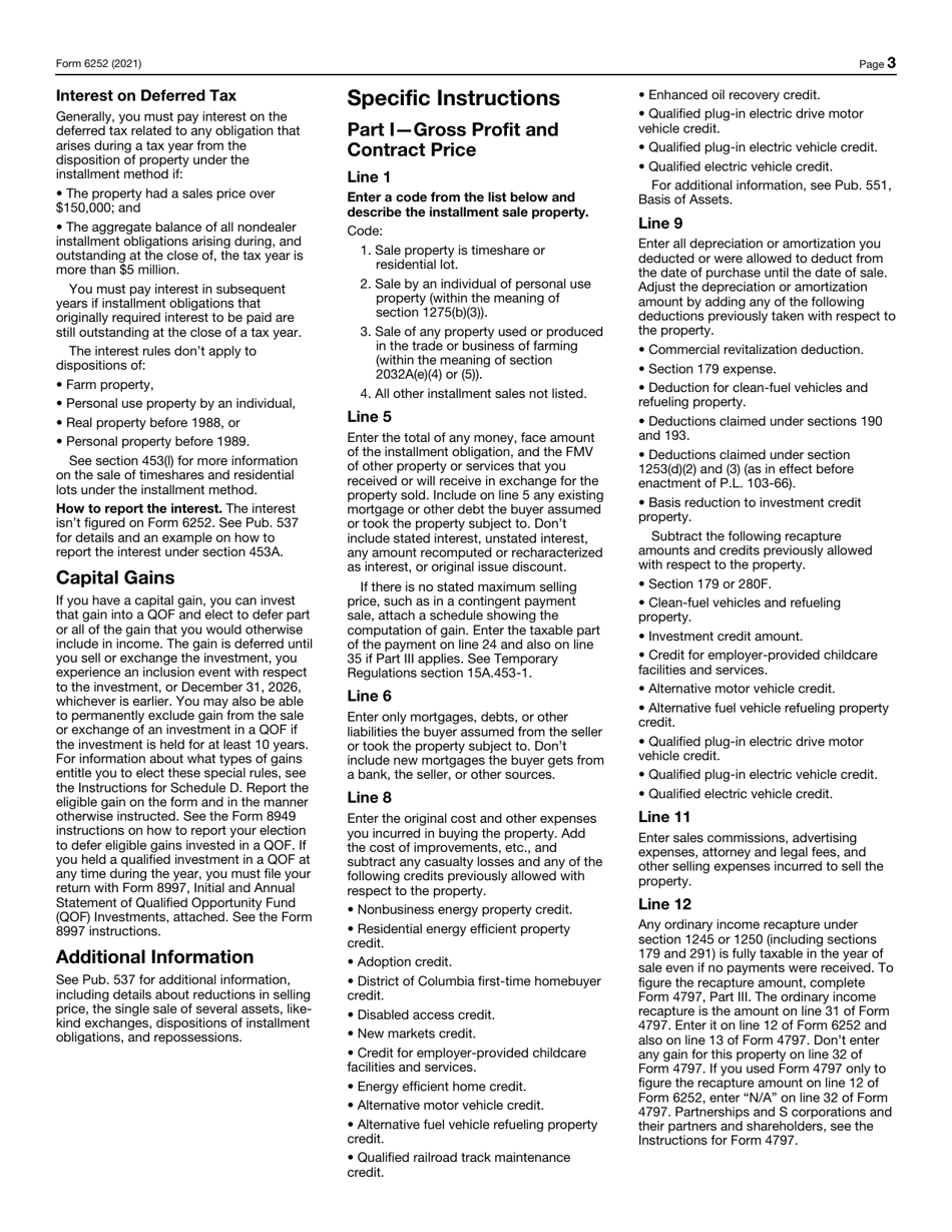 IRS Form 6252 Installment Sale Income, Page 3
