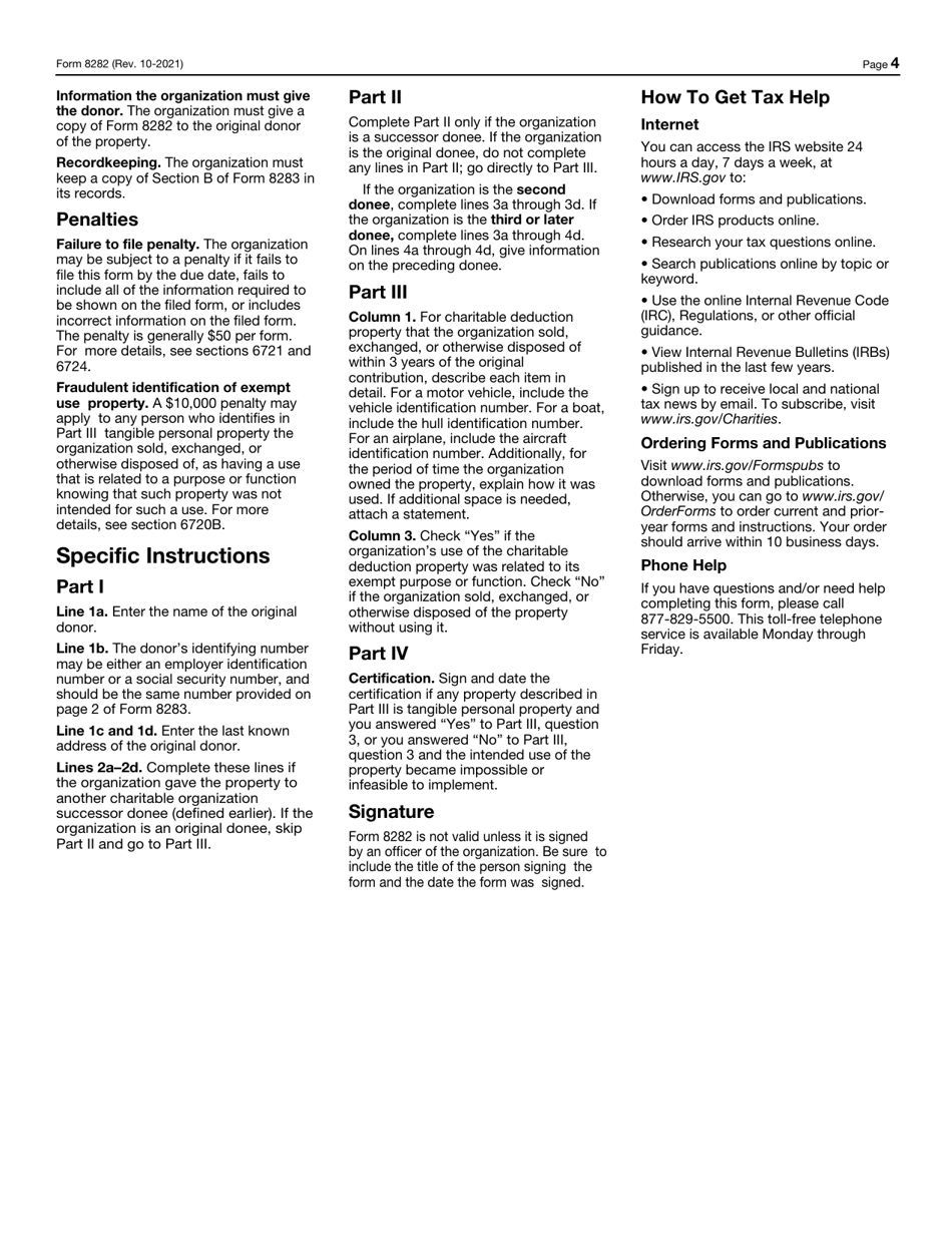 IRS Form 8282 Download Fillable PDF or Fill Online Donee Information Return (Sale, Exchange or