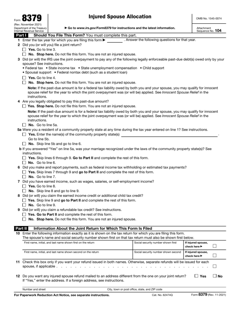 IRS Form 8379  Printable Pdf