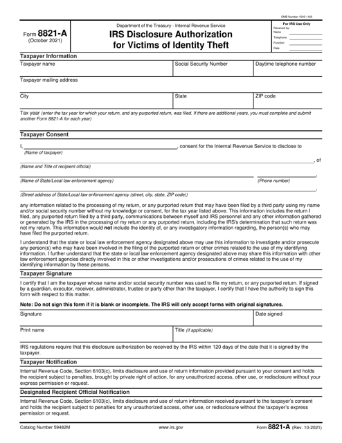 IRS Form 8821-A Printable Pdf