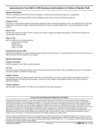 IRS Form 8821-A &quot;IRS Disclosure Authorization for Victims of Identity Theft&quot;, Page 2