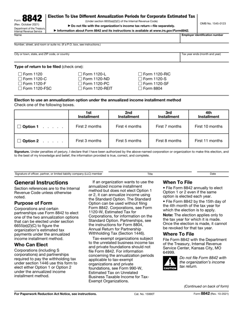 IRS Form 8842  Printable Pdf