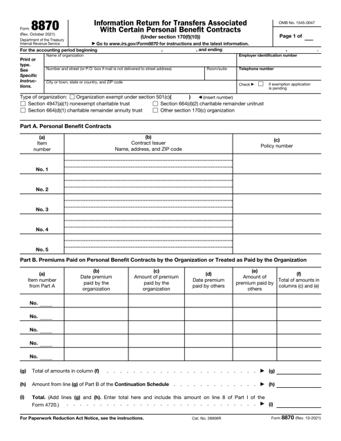 IRS Form 8870  Printable Pdf