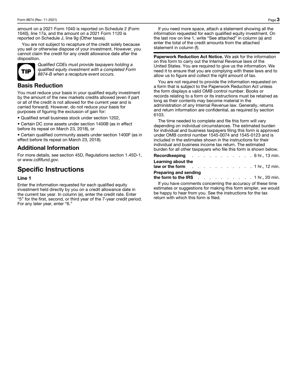 IRS Form 8874 New Markets Credit, Page 3