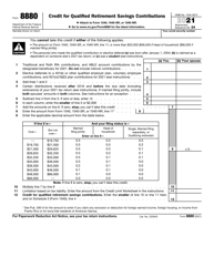 Document preview: IRS Form 8880 Credit for Qualified Retirement Savings Contributions