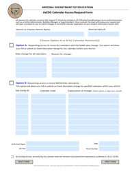 Document preview: AzEDS Calendar Access Request Form - Arizona