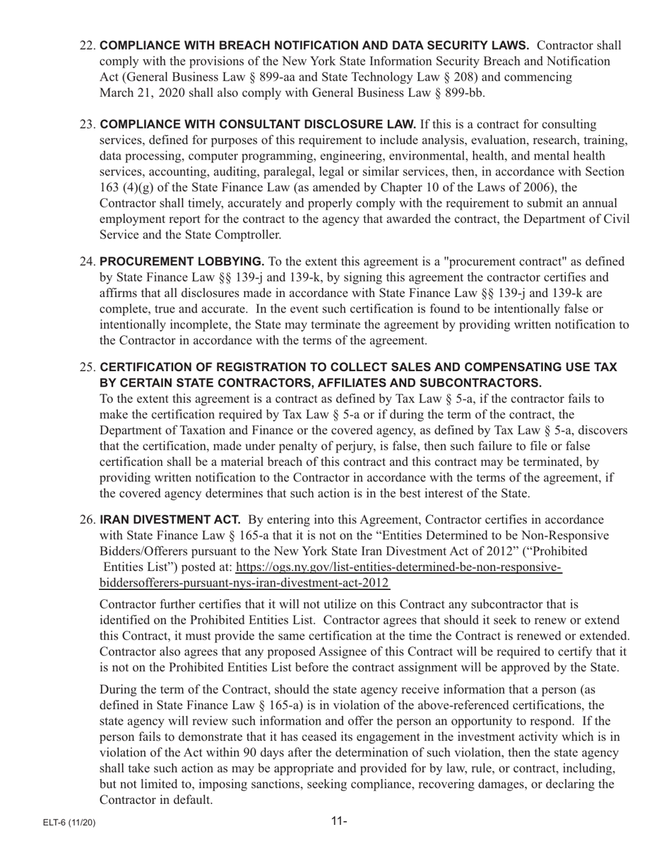 Form ELT-6 Service Provider Application for Participation in the Electronic Lien Transfer Program - New York, Page 11