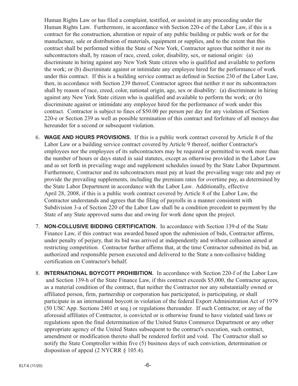 Form ELT-6 Service Provider Application for Participation in the Electronic Lien Transfer Program - New York, Page 6