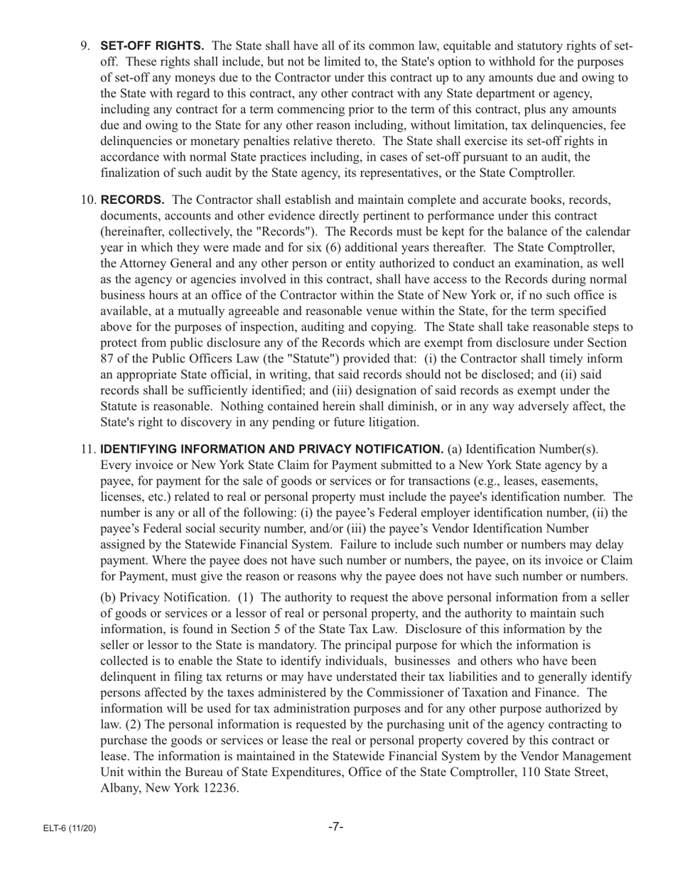 Form ELT-6 Service Provider Application for Participation in the Electronic Lien Transfer Program - New York, Page 7