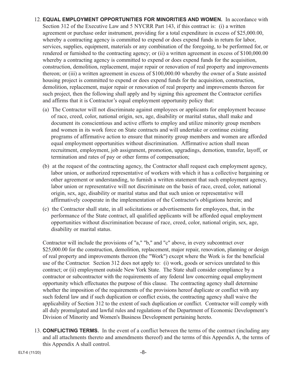 Form ELT-6 Service Provider Application for Participation in the Electronic Lien Transfer Program - New York, Page 8
