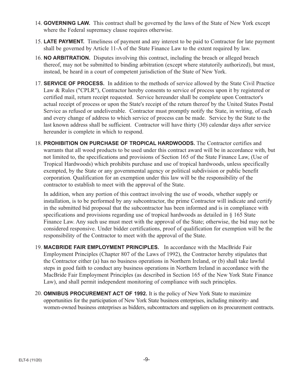 Form ELT-6 Service Provider Application for Participation in the Electronic Lien Transfer Program - New York, Page 9