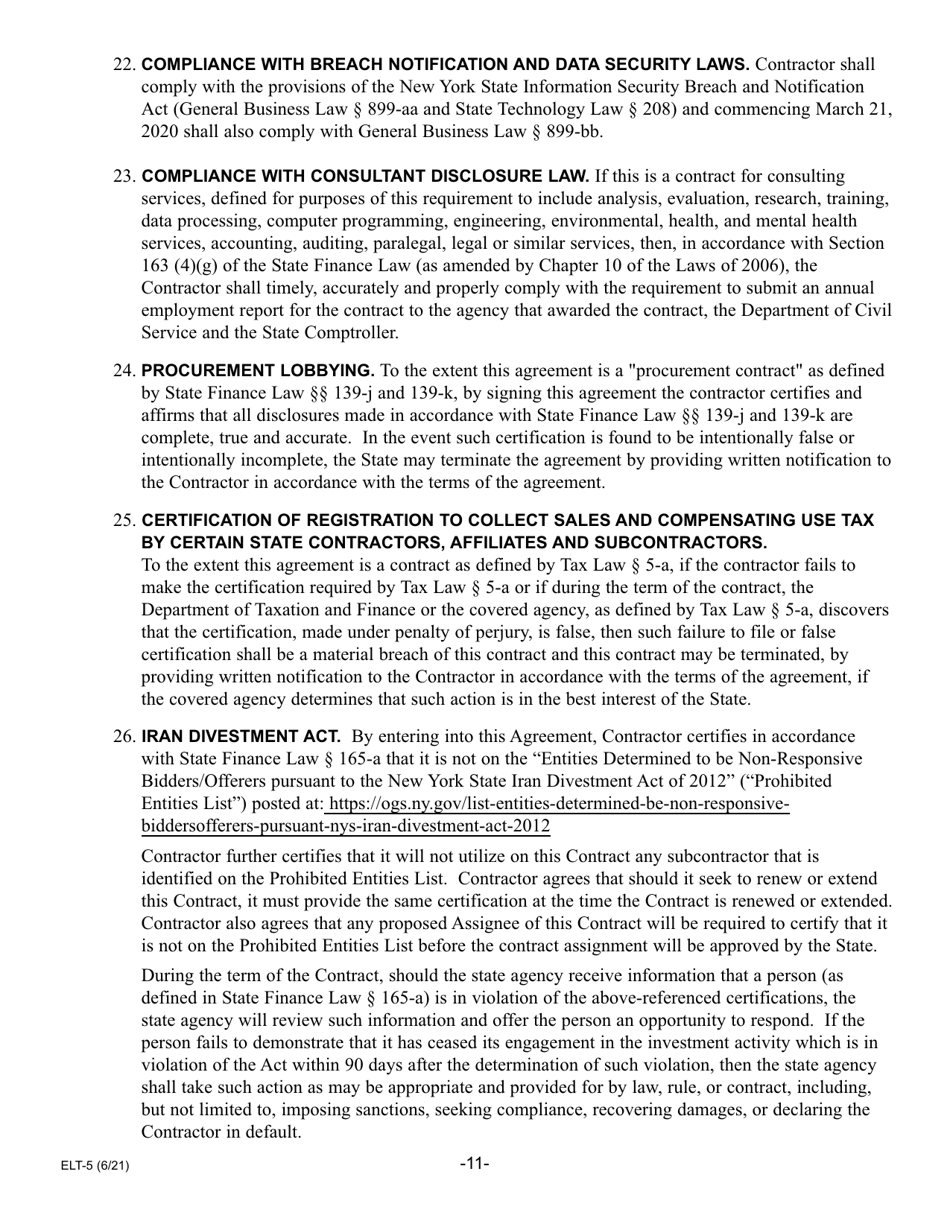 Form ELT-5 Lender Application for Participation in the Electronic Lien Transfer Program - New York, Page 11
