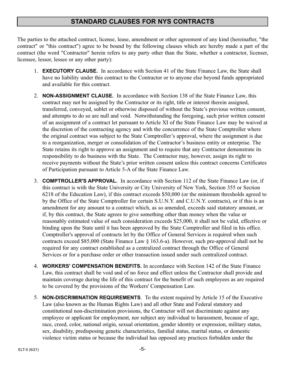 Form ELT-5 Lender Application for Participation in the Electronic Lien Transfer Program - New York, Page 5