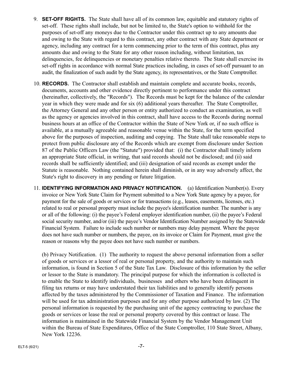 Form ELT-5 Lender Application for Participation in the Electronic Lien Transfer Program - New York, Page 7