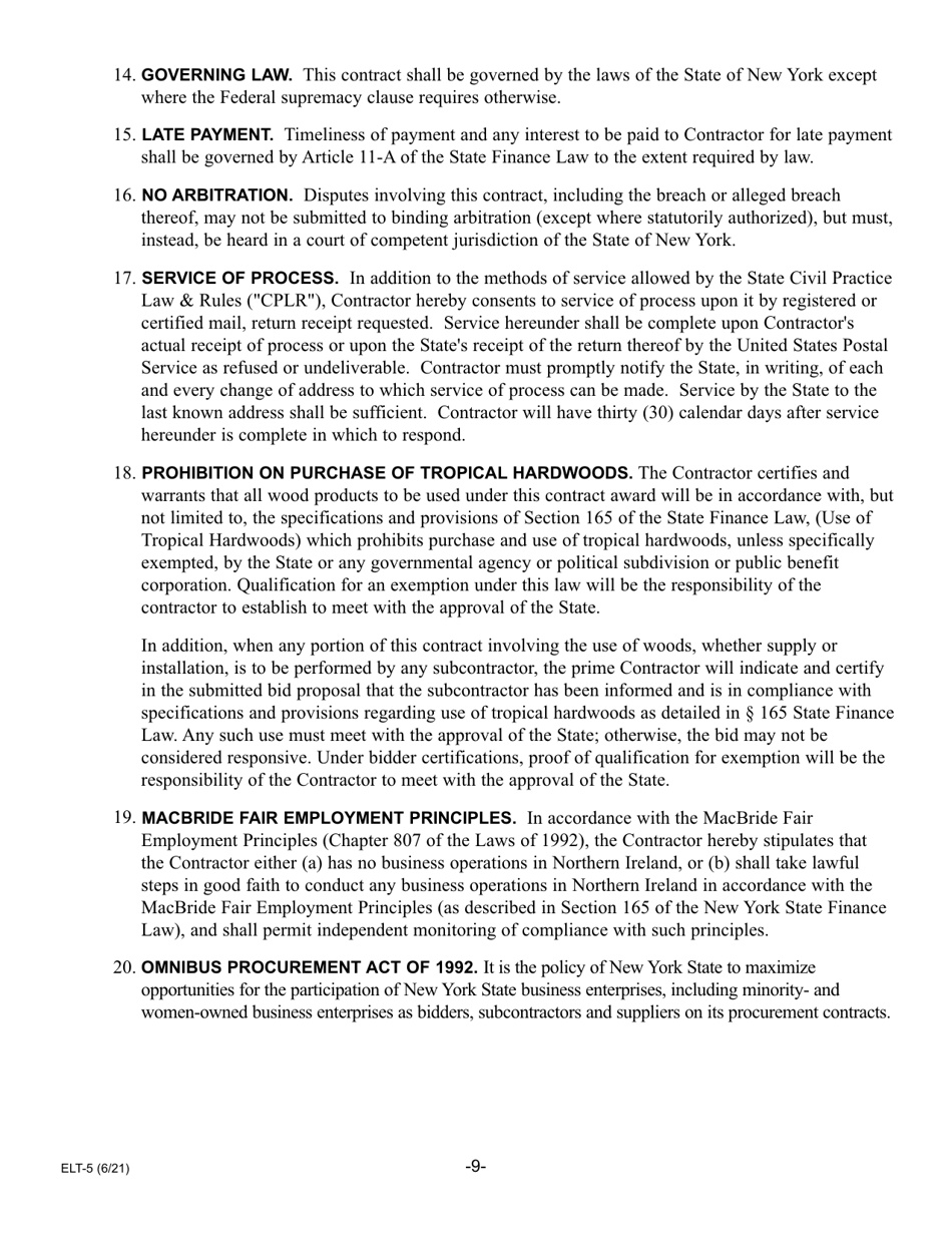 Form ELT-5 Lender Application for Participation in the Electronic Lien Transfer Program - New York, Page 9