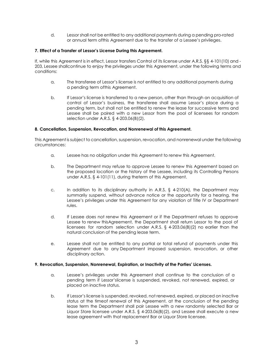 Restaurant Lease of Mixed-Cocktails for off-Premises Consumption - Arizona, Page 3
