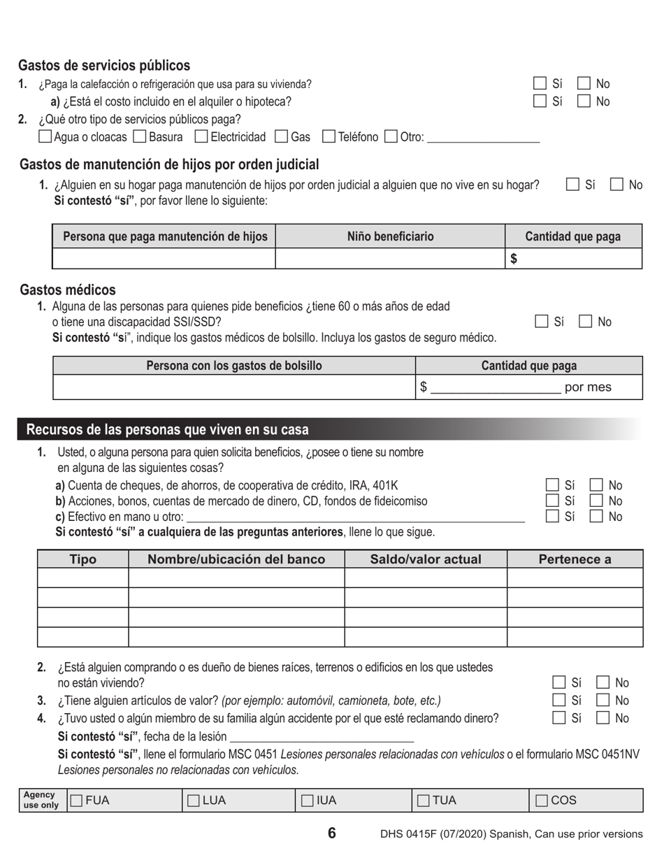 Formulario DHS0415F Solicitud De Servicios - Oregon (Spanish), Page 10