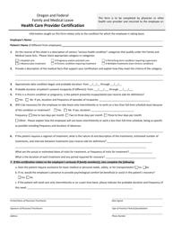 Document preview: Health Care Provider Certification - Oregon