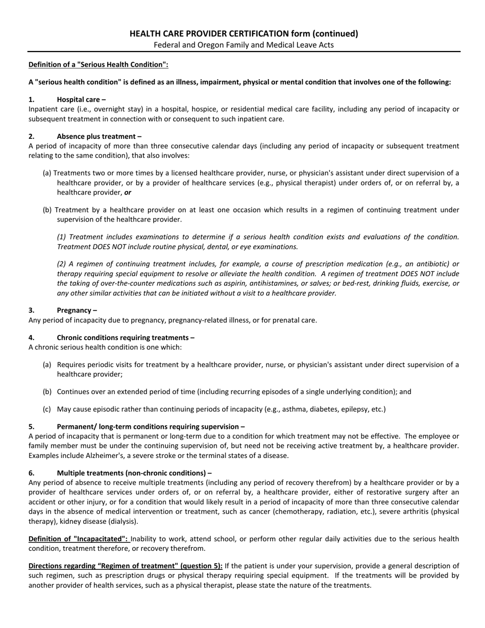 Health Care Provider Certification - Oregon, Page 2