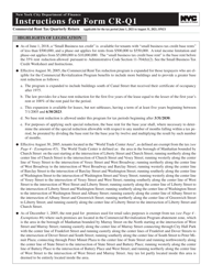 Instructions for Form CR-Q1 &quot;Commercial Rent Tax Return&quot; - New York City, 2021