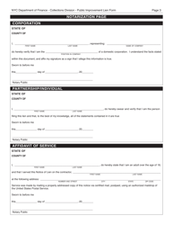 Public Improvement Lien Form - New York City, Page 3