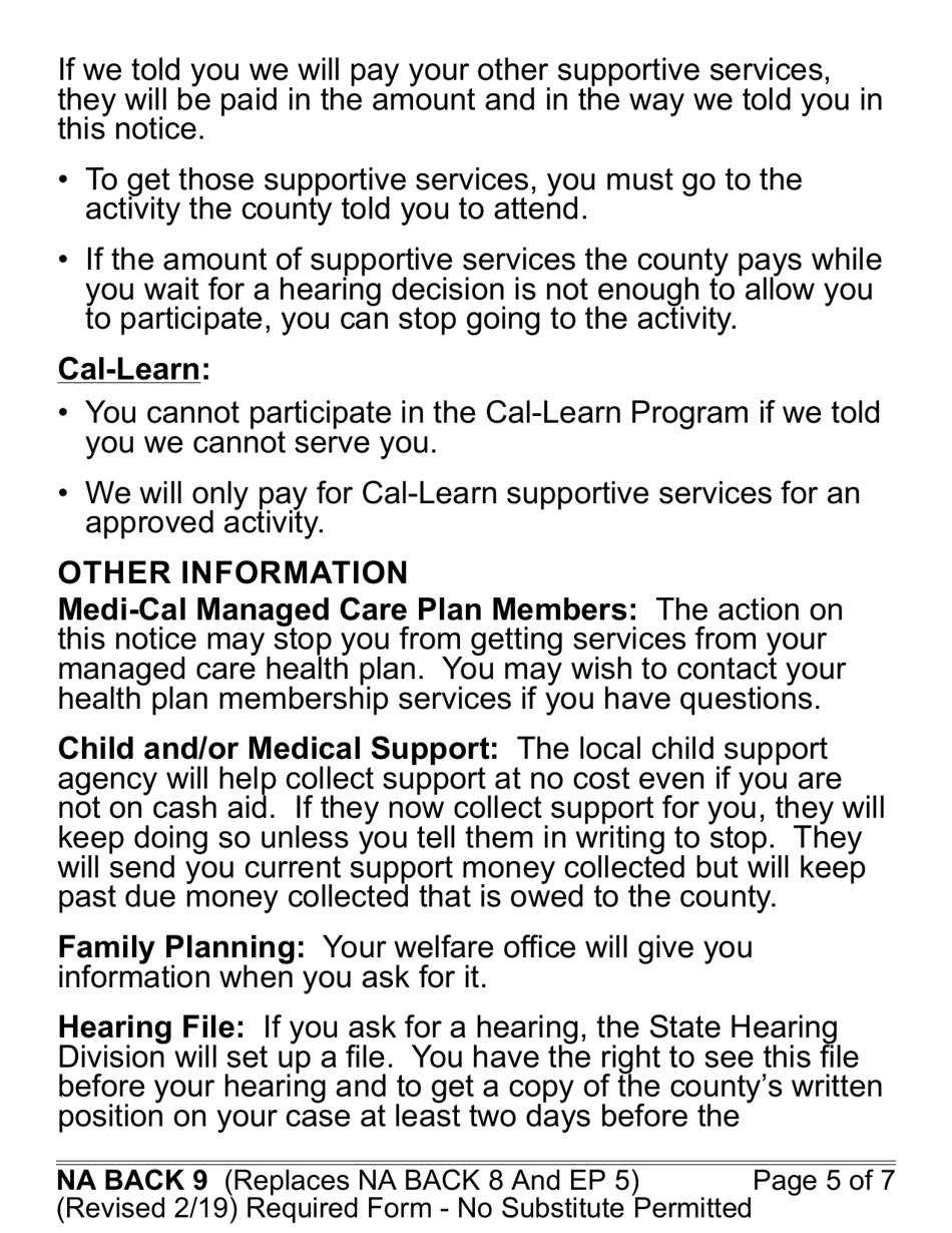 Form CF377.1A LP Notice of Approval for CalFresh Benefits - Large Print - California, Page 5