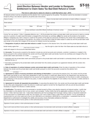 Document preview: Form ST-55 Joint Election Between Vendor and Lender to Designate Entitlement to Claim Sales Tax Bad Debt Refund or Credit - New York