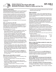 Instructions for Form ST-130 Business Purchaser&#039;s Report of Sales and Use Tax - New York