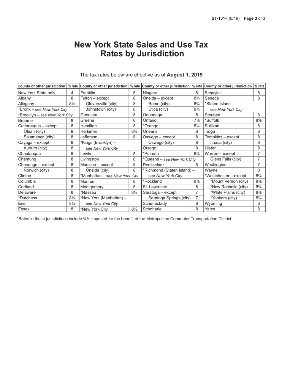 Instructions for Form ST-131 Sellers Report of Sales Tax Due on a Casual Sale - New York, Page 3