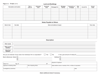 Form TP-229 Financial Statement of Distributors of Alcoholic Beverages - New York, Page 2