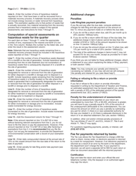 Instructions for Form TP-550 Quarterly Return for Special Assessments on Hazardous Waste Generated in New York State - New York, Page 2