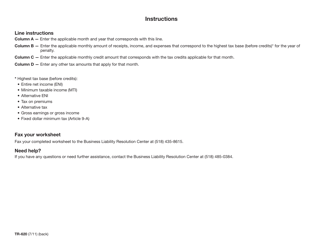 Form TR-620 Annualized Exception Worksheet for Form Ct-222 - New York, Page 2