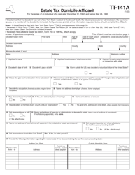 Document preview: Form TT-141A Estate Tax Domicile Affidavit - New York
