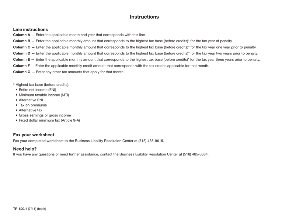 Form TR-620.1 Seasonal Exception Worksheet for Form Ct-222 - New York, Page 2