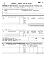 Document preview: Form MT-201 Tobacco Products Use Tax Return - New York