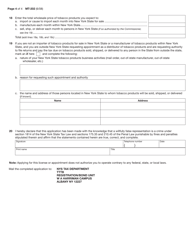 Form MT-202 Application for a License as a Wholesale Dealer of Tobacco Products or an Appointment as a Distributor of Tobacco Products - New York, Page 4