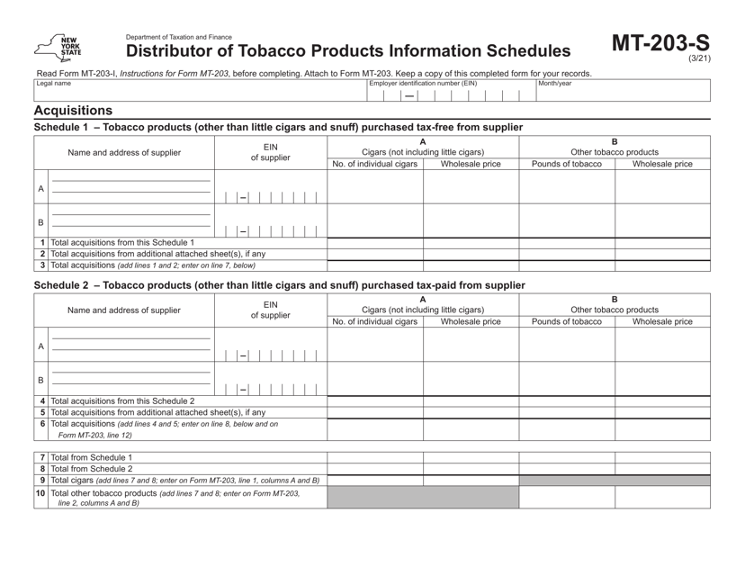 Form MT-203-S  Printable Pdf