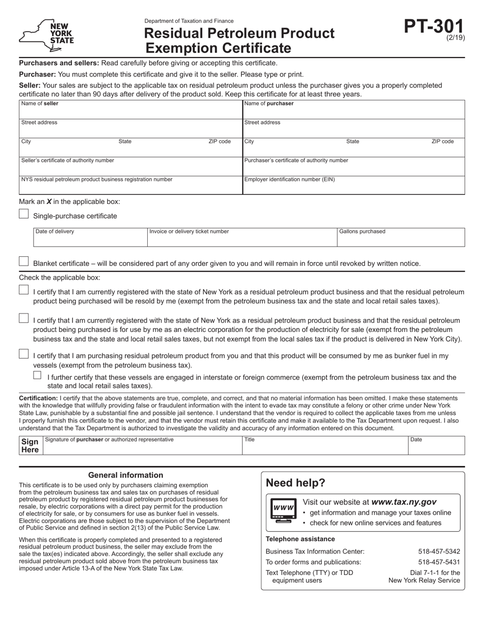 Form Pt 301 Fill Out Sign Online And Download Printable Pdf New York Templateroller 0739