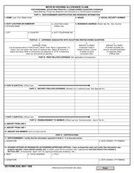 Document preview: DD Form 2556 Move-In Housing Allowance Claim