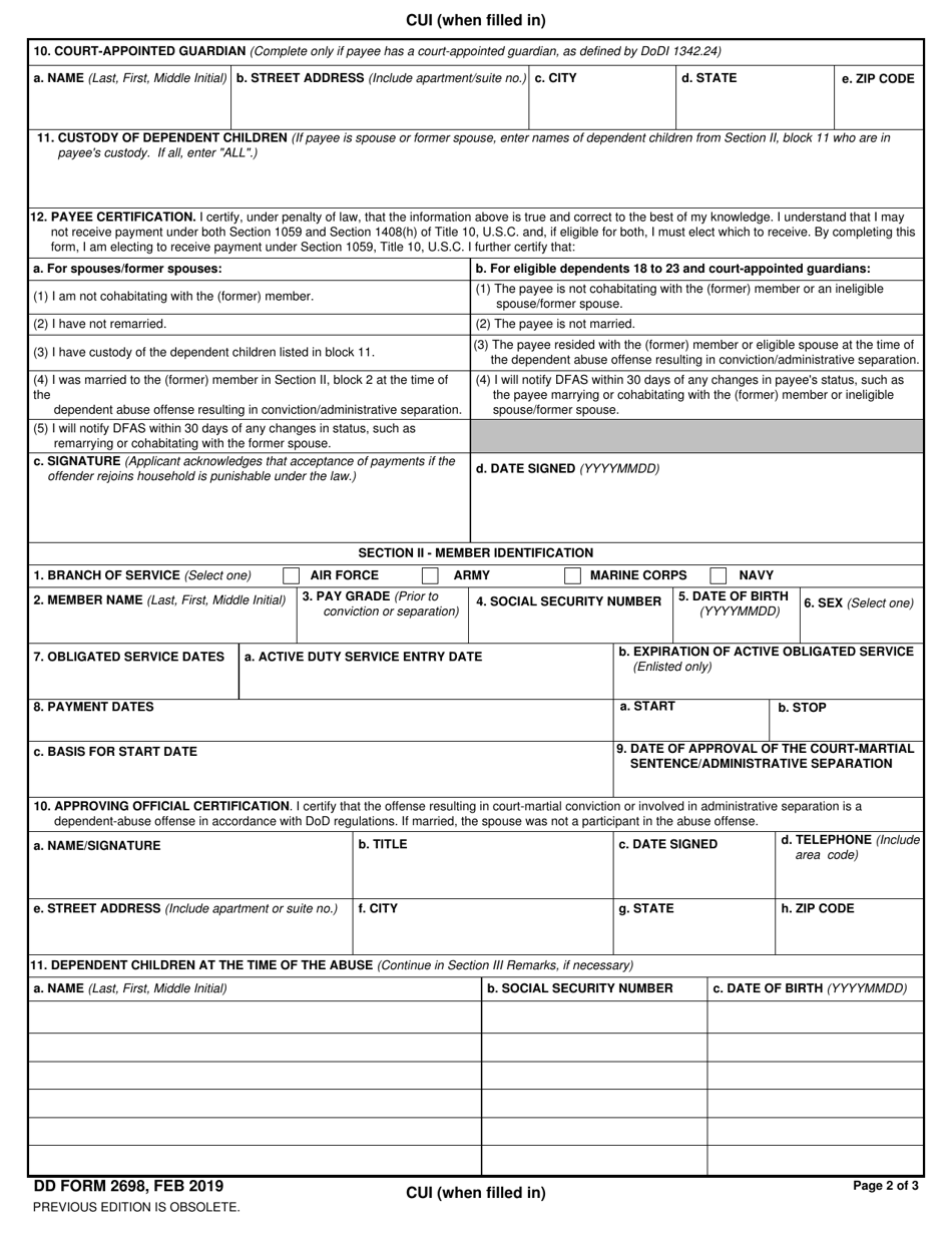 DD Form 2698 Download Fillable PDF or Fill Online Application for ...