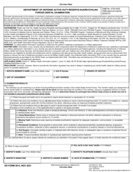 DD Form 2813 &quot;Department of Defense Active Duty/Reserve/Guard/Civilian Forces Dental Examination&quot;