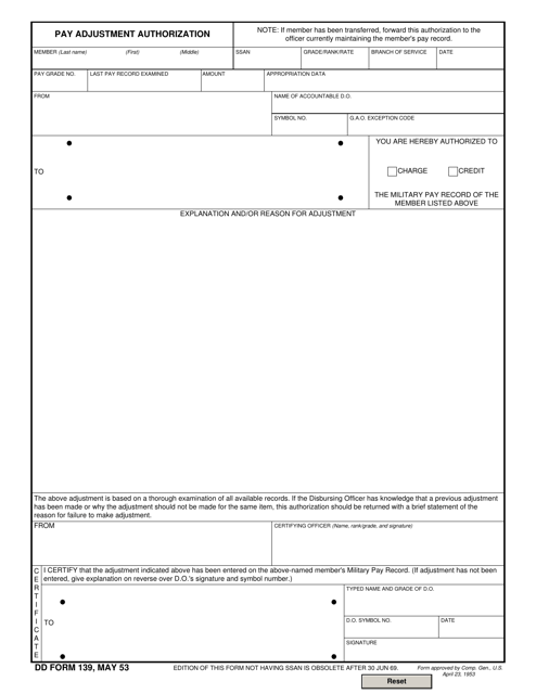 DD Form 139  Printable Pdf