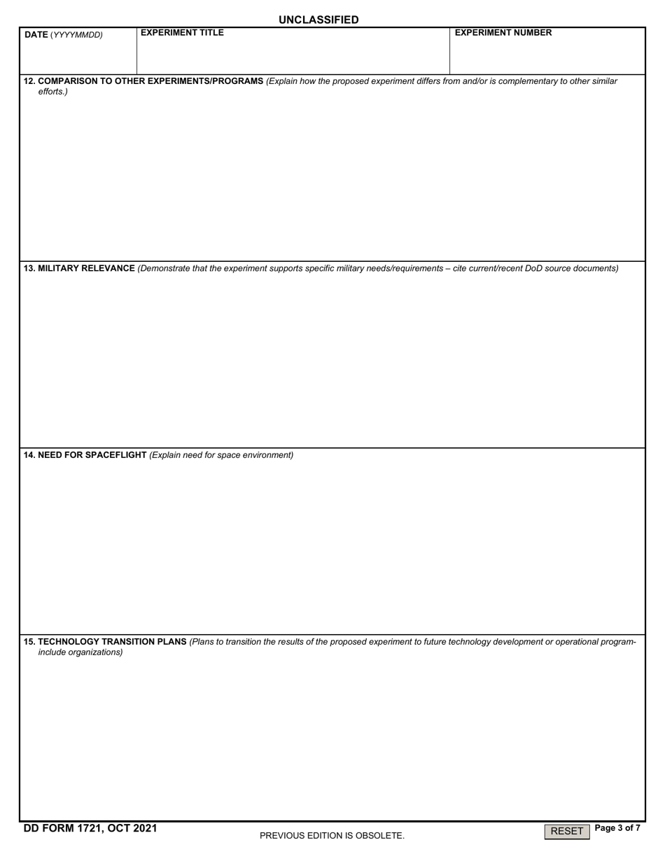 DD Form 1721 Space Test Program Flight Request, Page 3