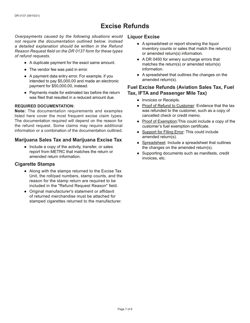 Form DR0137 Claim for Refund - Colorado, Page 7